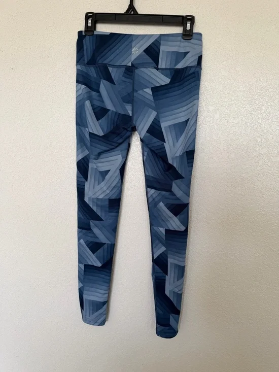 Athleta Blue Geometric Print Leggings Size Small High Rise Athletic Yoga - Picture 2 of 9